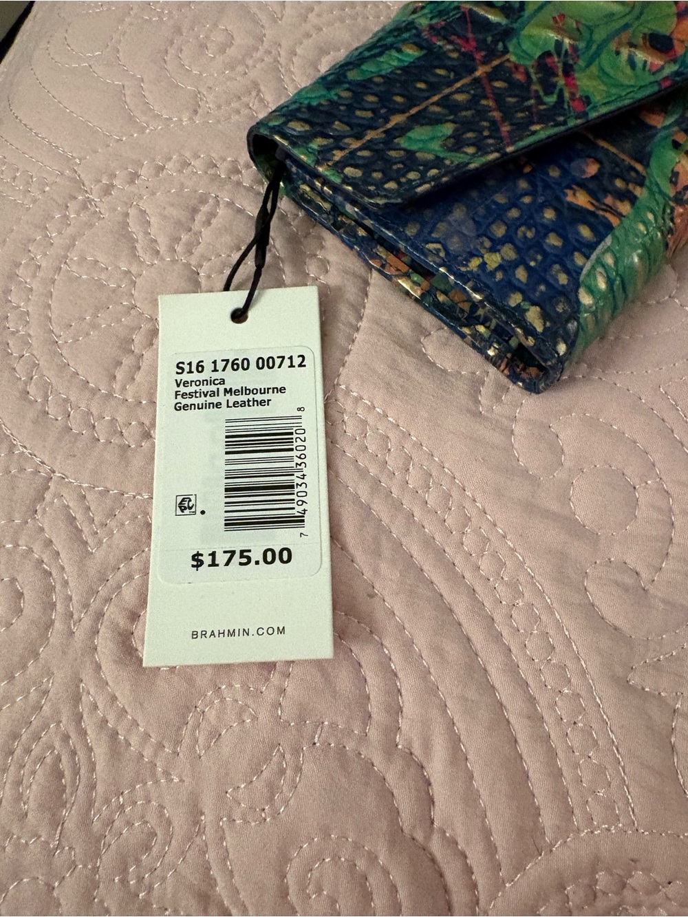 Brahmin Veronica Festival Melbourne Green Multi Croc-Embossed Leather Wallet - Picture 4 of 5